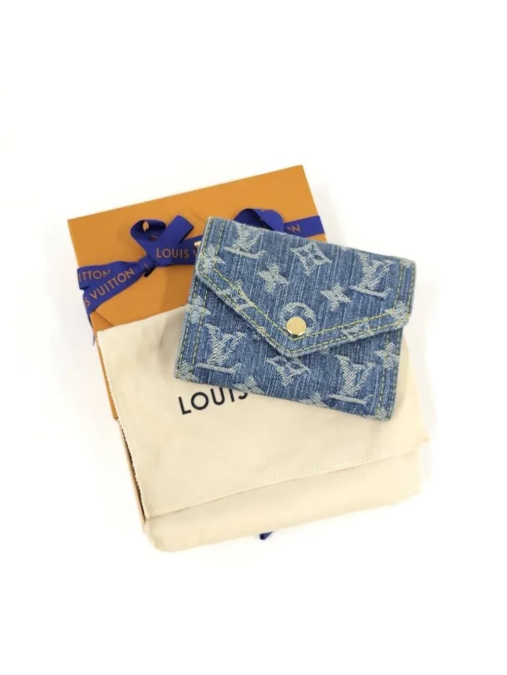 Louis Vuitton Portefeuille Victorine Compact Wallet Monogram Denim